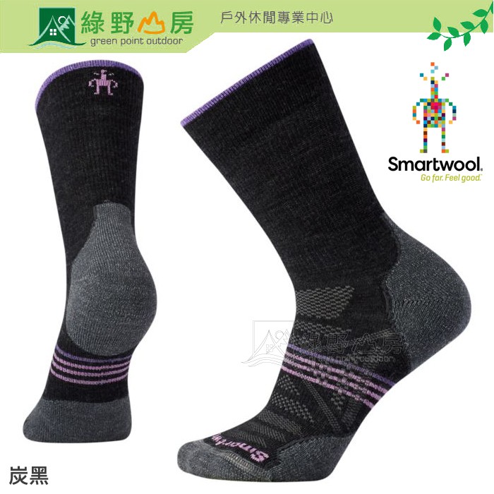 Smartwool 聰明羊 女 PhD戶外輕量避震高筒長襪 排汗襪 美麗諾羊毛襪 炭黑 SW001311003 綠野山房