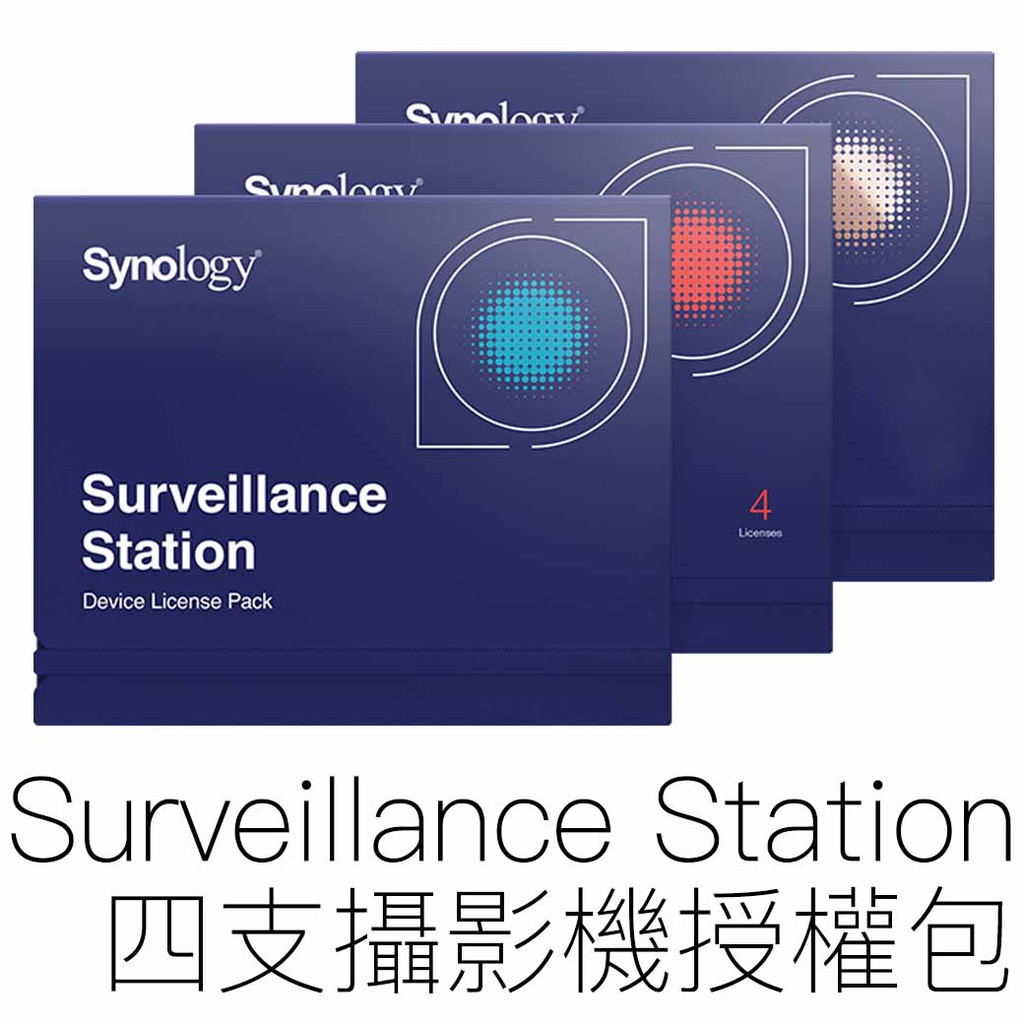 ◆ 授權機制 - Synology NAS/NVR 的預設授權讓您能設定並管理您的監控設備。◆ 授權單位 - 一般而言，每台 IP 攝影機、I/O 模組、IP 揚聲器、對講機以及門禁控制器都只需要一組