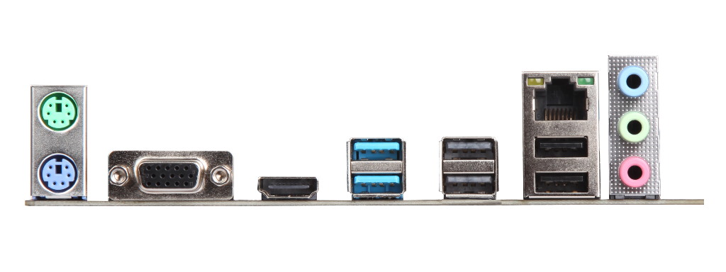 SY-戰龍 H310CM-V3H V2.0 背板 I/O 依舊留有 2 個 PS/2 連接埠和 VGA（D-sub）