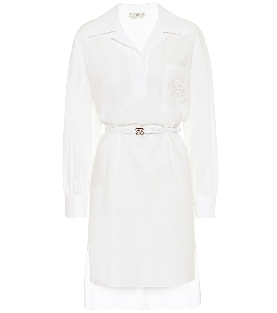 Refresh your new-season edit with this crisp white cotton shirt dress from Fendi.