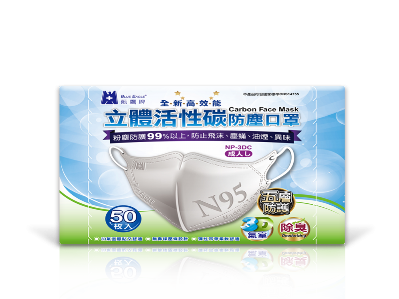 官方現貨 藍鷹牌 NP-3DC N95 台灣製成人立體活性碳口罩 防塵口罩 50入/盒