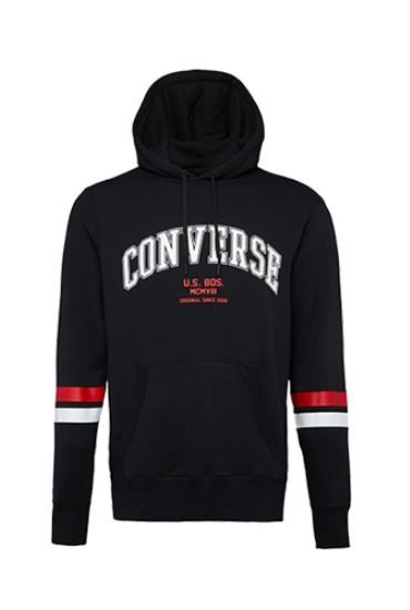 Converse 休閒運動長袖上衣 連帽 時尚 衛衣 男款 黑色 NO.10017352-A01