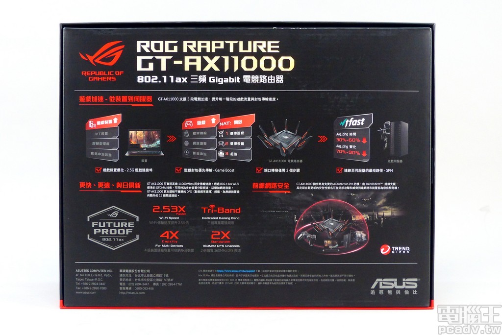 2.5Gbps NBASE-T 釋放 802.11ax/Wi-Fi 6 速度，Asus ROG Rapture GT-AX11000 評測