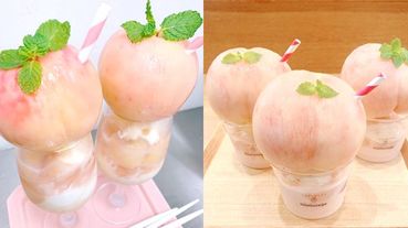 無敵粉嫩的巨大水蜜桃！日本甜點店「momovege」推出仙女系水蜜桃冰沙，光用看的就覺得好幸福～