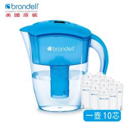 美國Brondell H2O +長效濾水壺 + 長效濾芯10入