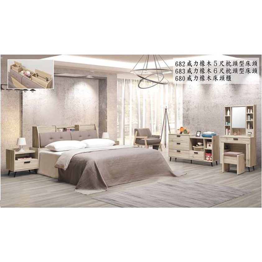 【UC27-1】 威力橡木色5尺床頭箱(682)