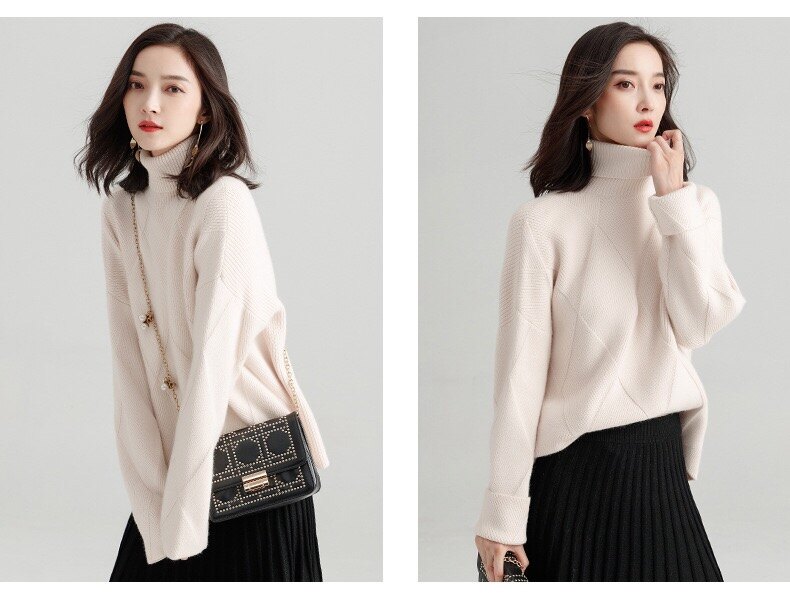 韓國 立體紋路 寬鬆 高領毛衣 氣質 OL 上班族 女 預購+現貨 限量50%OFF 更多限時優惠請查看促銷專區 SUPER SHE