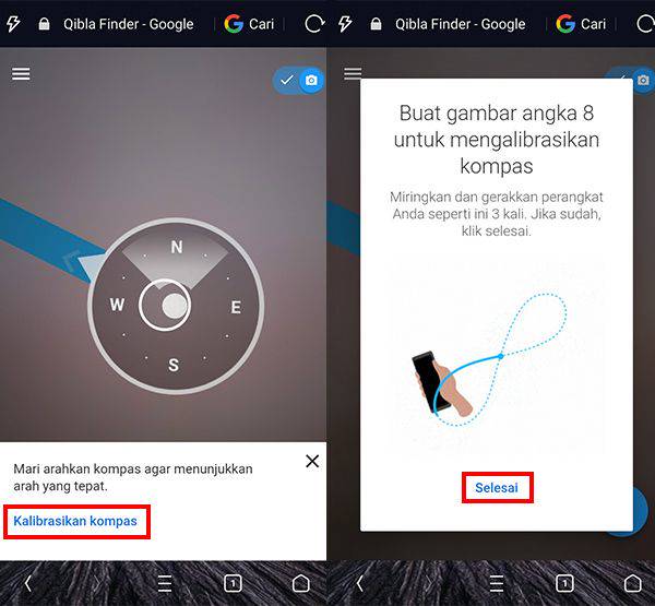 Cara menentukan kiblat dengan kompas hp