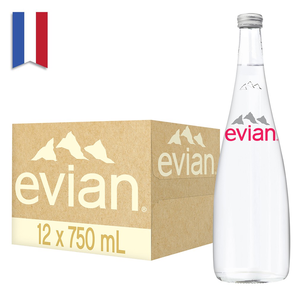 法國evian依雲天然礦泉水（750mlx12入 玻璃瓶）【台灣官方Evian】