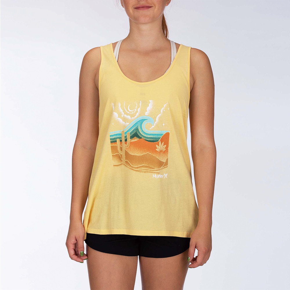 Hurley W DESERT DAYS PERFECT TANK BLACK 背心(黃)