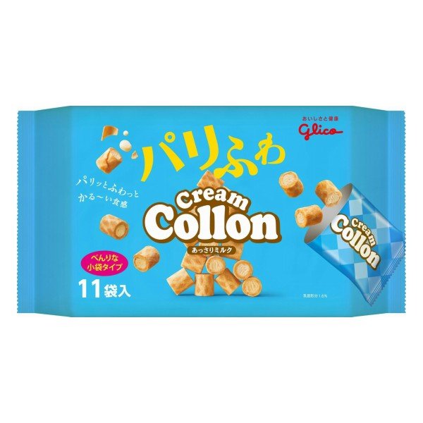 【日貨超市】glico 固力果 卡龍 牛奶捲心酥 11袋入 Cream Collon 牛奶風味 可龍捲心酥 日本進口