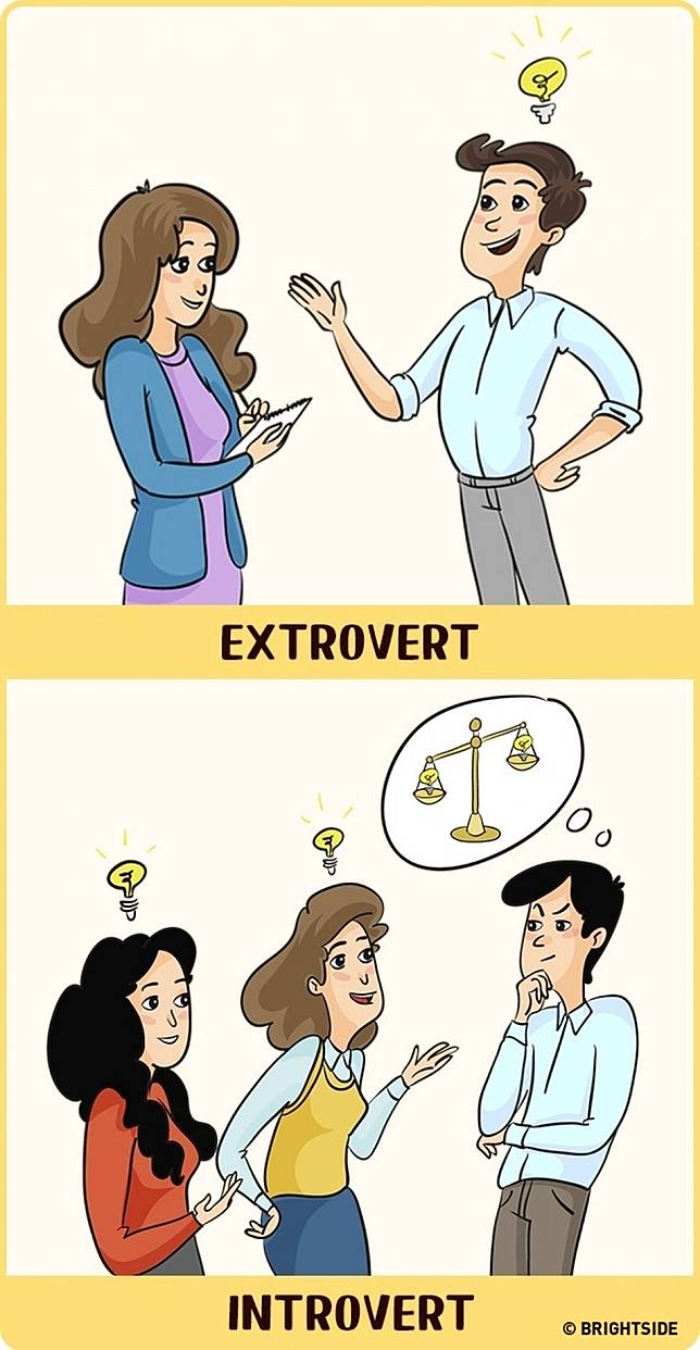 9 Ilustrasi Lucu Tentang Perbedaan Orang Introvert Ekstrovert