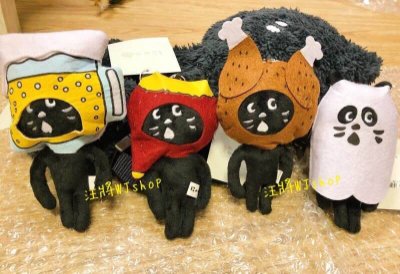 現貨☆汪將☆日本正版 ne-net 黑貓 nya 萬聖節 幽靈 啤酒 烤地瓜 烤蕃薯 絨毛布偶吊飾 珠鍊吊飾 變裝吊飾