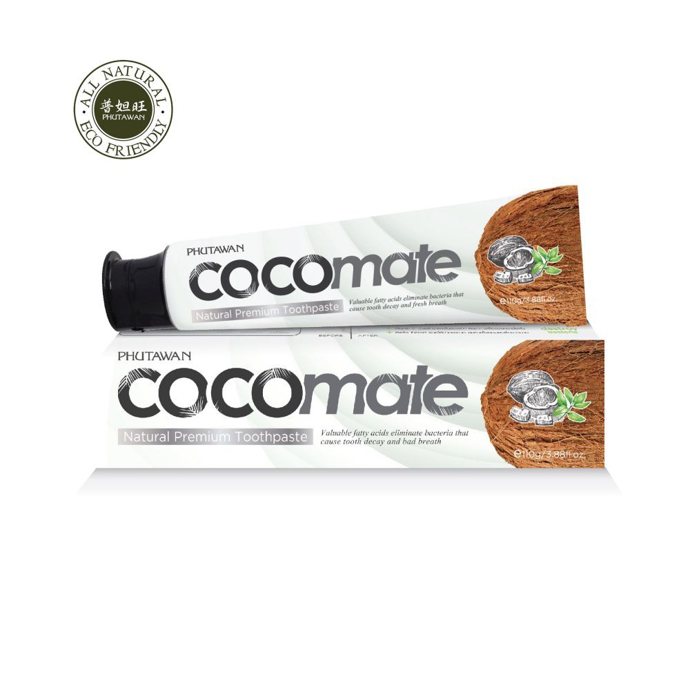 品牌: 【PHUTAWAN普妲旺】貨源: 公司貨COCO MATE PLUS TOOTHPASTE (普妲旺椰子草本牙膏)成分: 二氧化矽/山梨醇/水泥二氧化矽/椰子油/二氧化鈦/枸櫞酸鈉/羥基磷灰石
