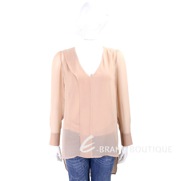 MARELLA 半透膚不規則設計粉裸色雪紡上衣 1810228-32