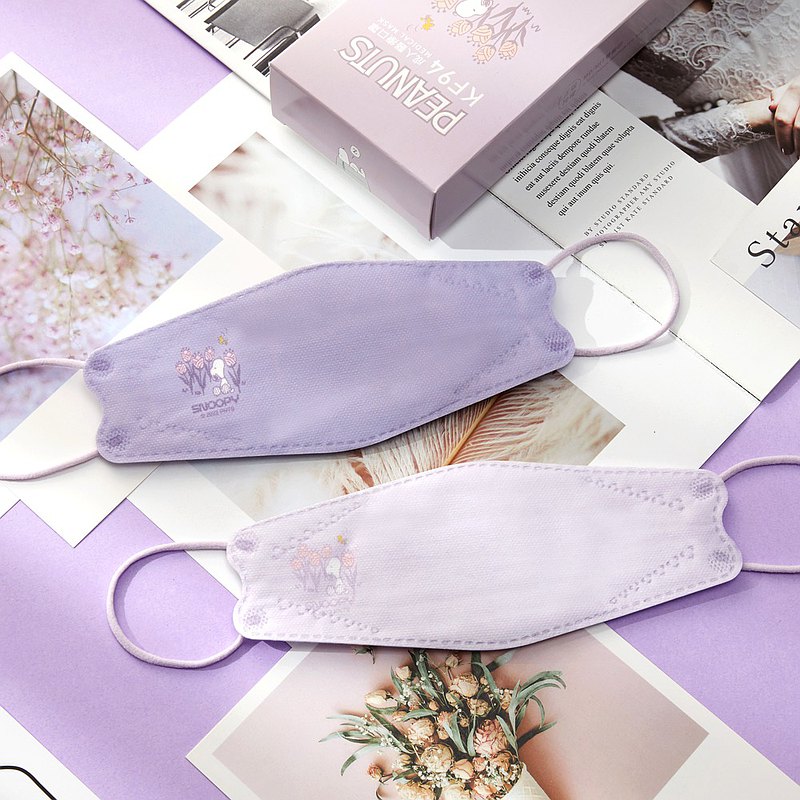 【雙色KF94】史努比KF94韓版立體醫療口罩10入-雙色漸層紫