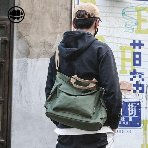 側背單肩包男帆布包手提包日系ins大容量厚學生女休閒潮牌帆布袋 極有家