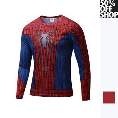50%OFF SHOP紅藍蜘蛛人復仇者聯盟漫威電影同款速乾長袖TEE【A036623C】