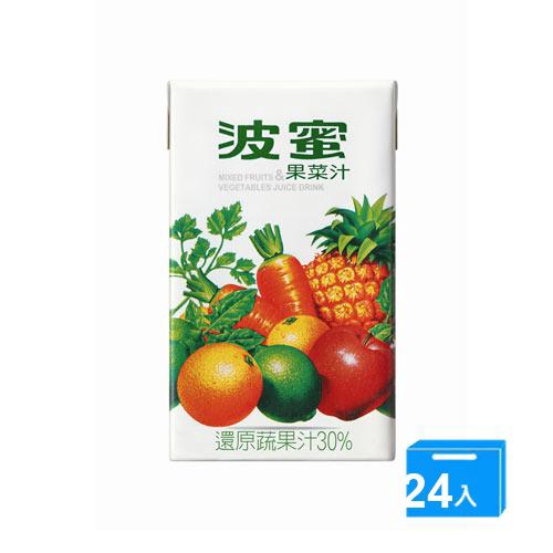 ◆ 波蜜果菜汁 將邁入31個年頭，歷年來它就像一個關心健康的朋友般 ◆ 一直深植大眾心理、也歷久彌新的成為外食族群營養均衡健康飲品的不二選擇 商品名稱 : 波蜜果菜汁250mlX24入 品牌 : 波蜜