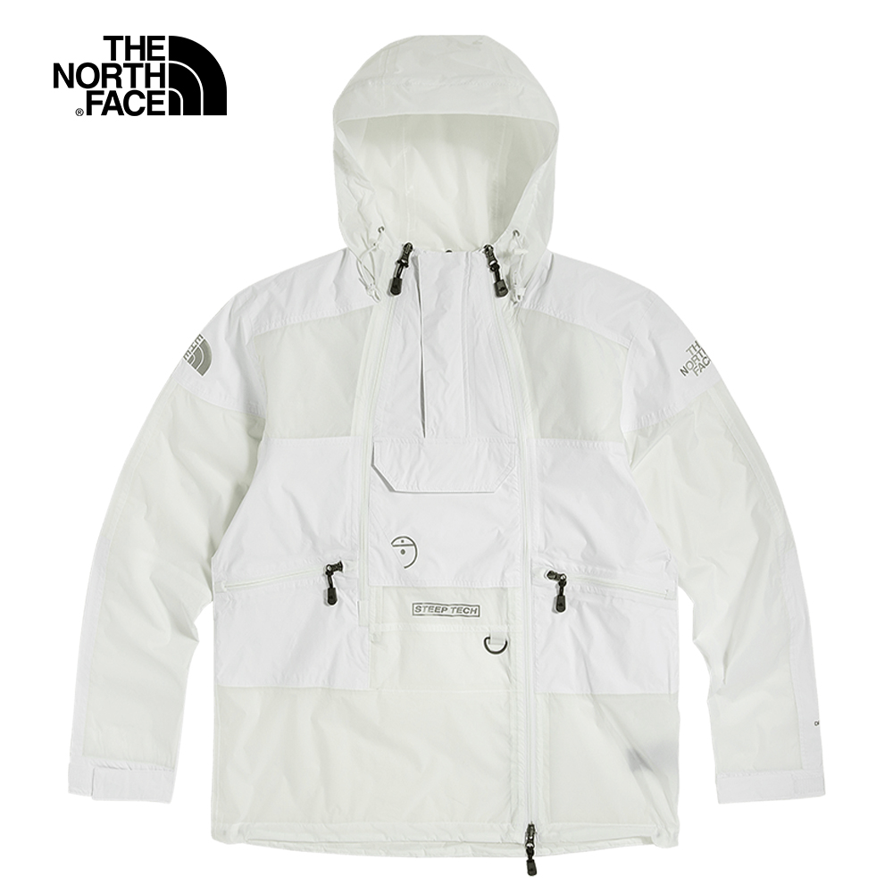 The North Face北面UE男女款白色防水透氣連帽外套｜52ZWFN4