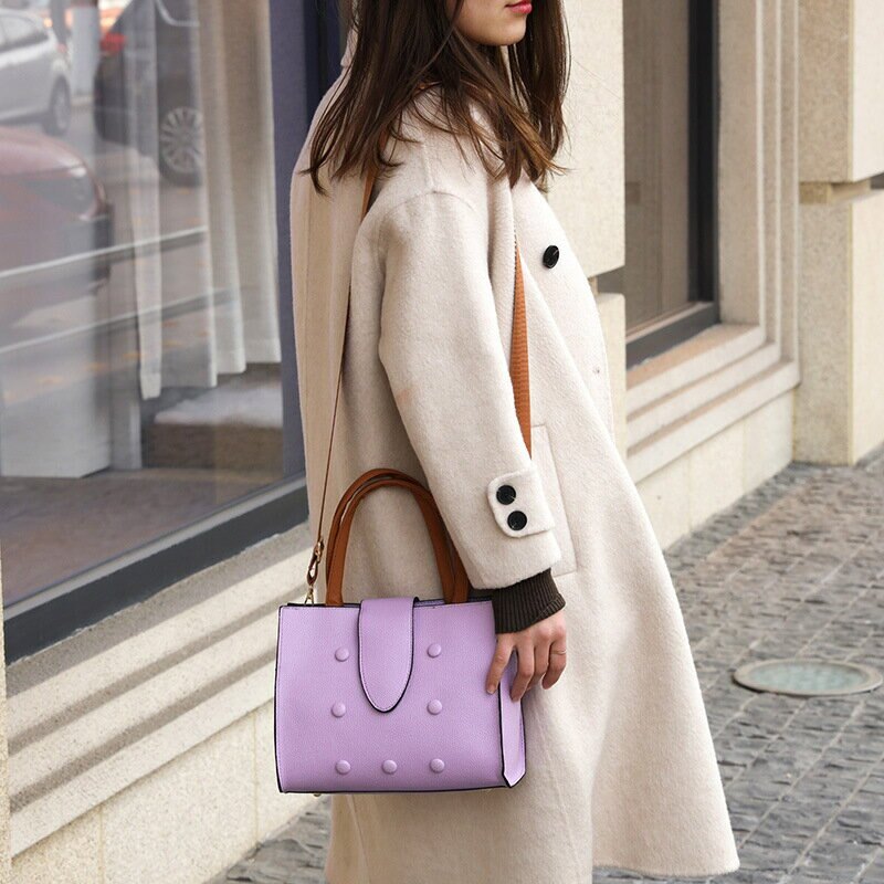 女士包包2021新款潮時尚復古包圓扣時尚簡約手提包單肩包女士包袋