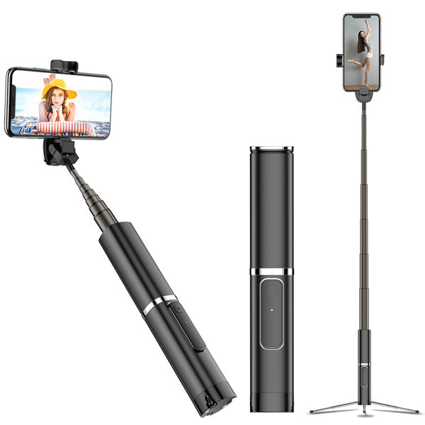 時尚高質感鋁合金外殼!! 一體式三腳架 藍牙自拍棒 小米 OPPO SHARP NOKIA 華為 手機藍芽伸縮棒 NCC認證