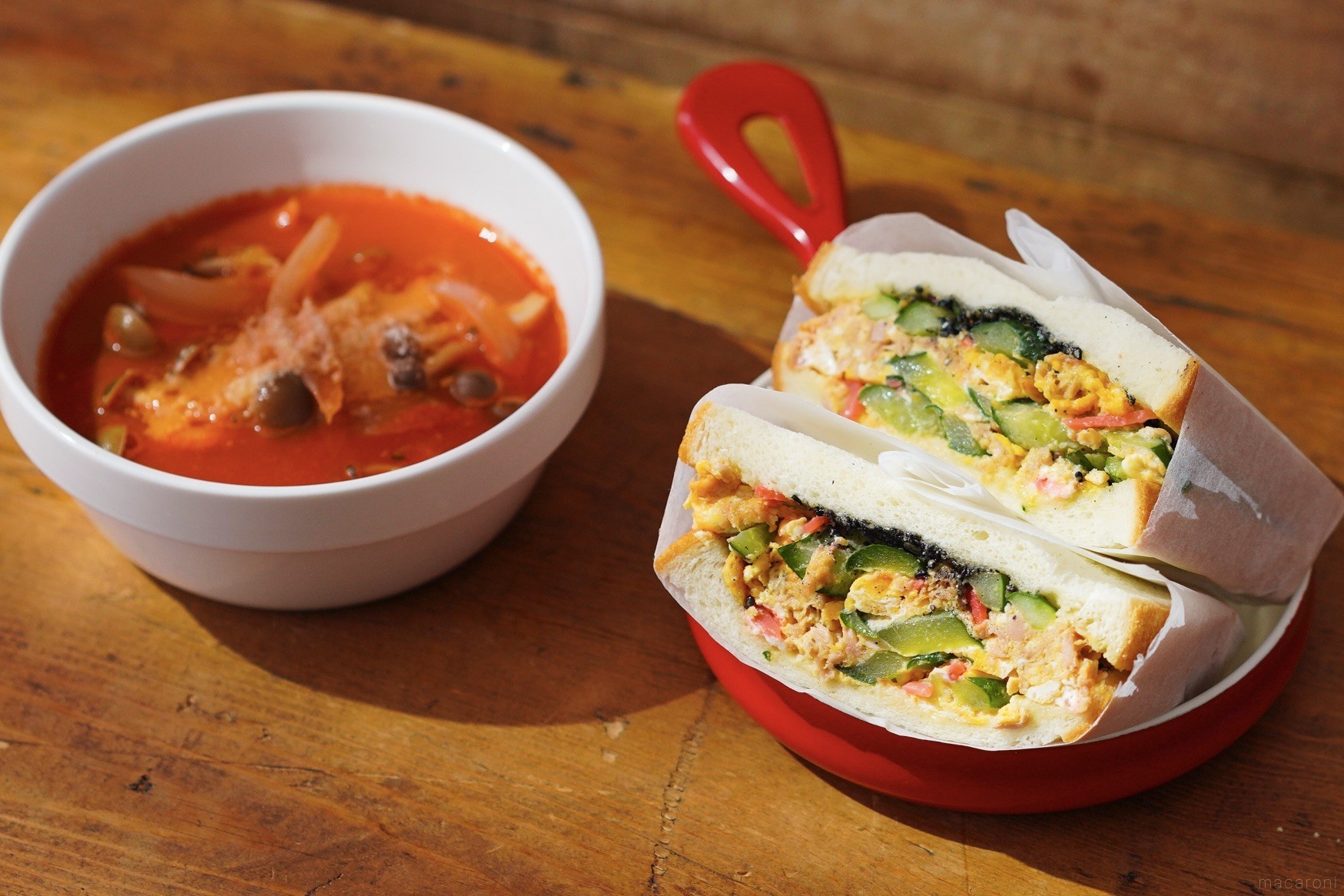 即席トマトスープも きゅうりとツナのチャンプルーサンド きじまりゅうたさん考案 Macaroni