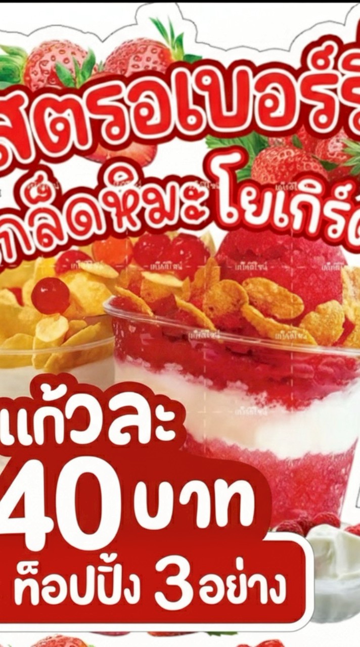สตอเบอรี่โยเกิร์ตเกล็ดหิมะ