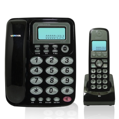 母機具2組直撥記憶鍵母機具靜音功能母機子機皆具40組電話簿記憶停電時母機仍可使用母機子機相互呼叫及通話