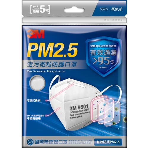 3M PM2.5空污微粒防護口罩 5入