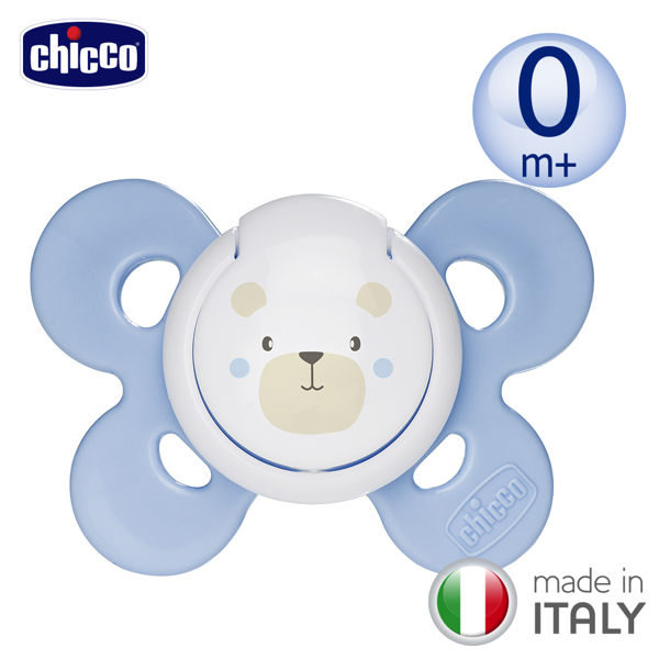 chicco-舒適哺乳-機能型矽膠安撫奶嘴1入-小/天藍熊