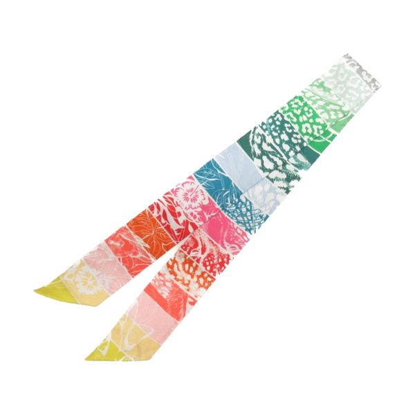 HERMES 愛馬仕 多色動植物圖樣絲質絲巾 Twilly Scarf 【二手名牌BRAND OFF】