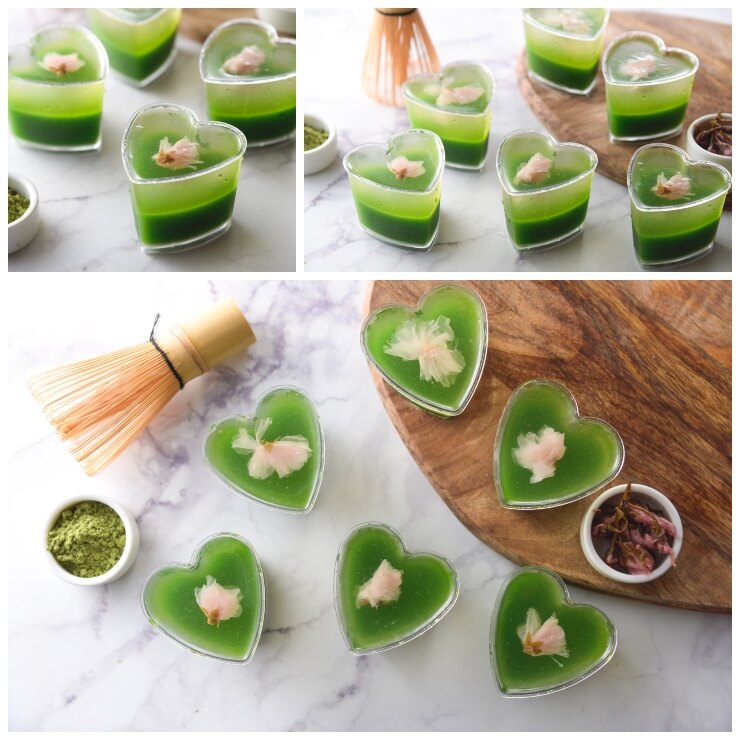 春櫻之戀手工果凍 櫻花 抹茶 口味清爽 下午茶首選 精美禮盒 6入 / 盒 重量:約540g)