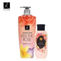 ◎韓國LG原廠公司貨|◎限量大+小規格|◎品牌:ELASTINE品牌定位:開架品牌種類:洗髮商品名稱:ELASTINE大馬士革玫瑰香水潤髮乳600ml+輕甜花語200ml劑型:乳狀適用髮質:所有髮質,