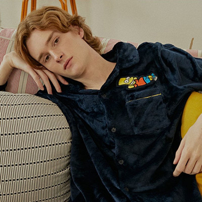 Shoopen 辛普森家庭聯名情侶款藏青色睡衣 居家服