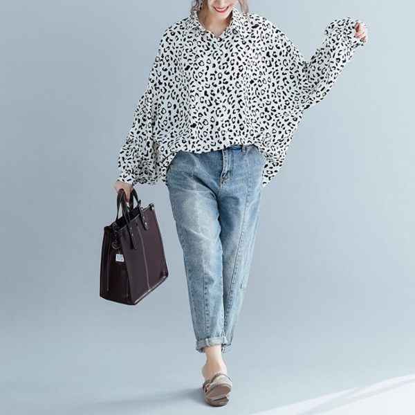 原創文藝春夏大碼襯衫豹紋寬松胖mm韓版時尚四季襯衫8606（N502-D）/1號公館