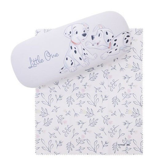 〔小禮堂〕迪士尼 101忠狗 尼龍硬殼眼鏡盒《白黑.對看》附眼鏡布.收納盒