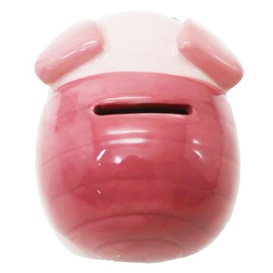 〔小禮堂〕迪士尼 小熊維尼 小豬 迷你造型陶瓷存錢筒《粉》擺飾.撲滿.儲金筒