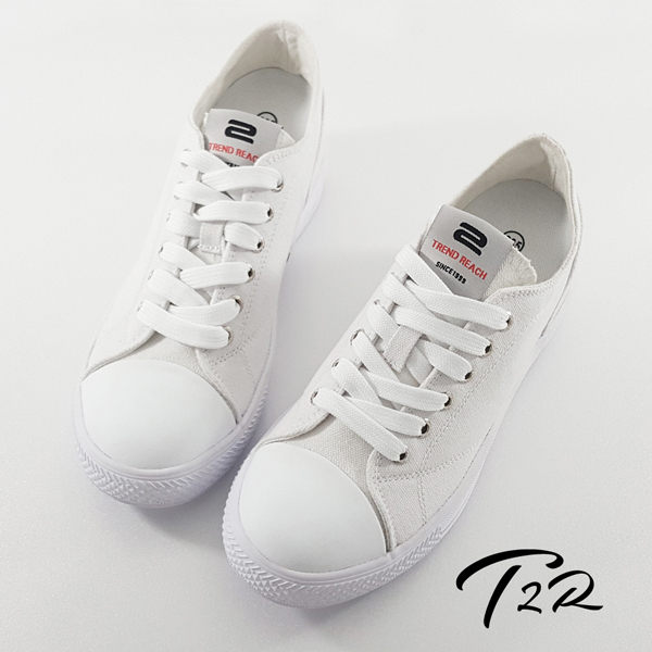 【韓國T2R】百搭帆布隱形氣墊增高鞋 7CM 復古白(5600-0272)