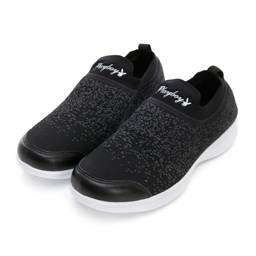 PLAYBOY彩織時尚 超輕量針織襪套休閒鞋-黑(Y3260)