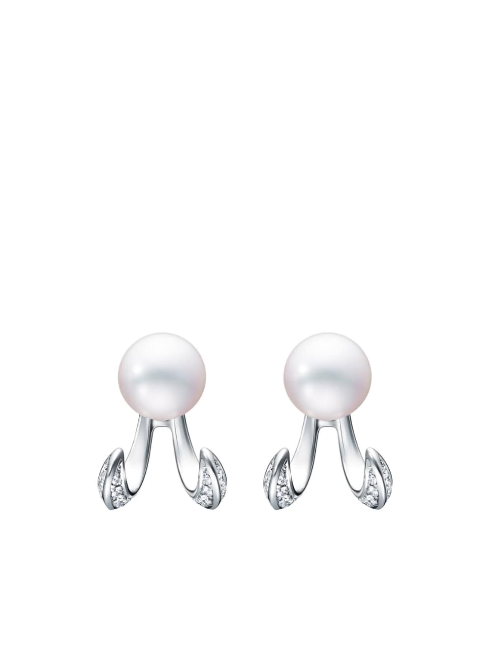 TASAKI - 18kt white gold Danger Fang pearl earrings - women - 18kt White Gold/Akoya Pearl/Diamond - One Size - Silver