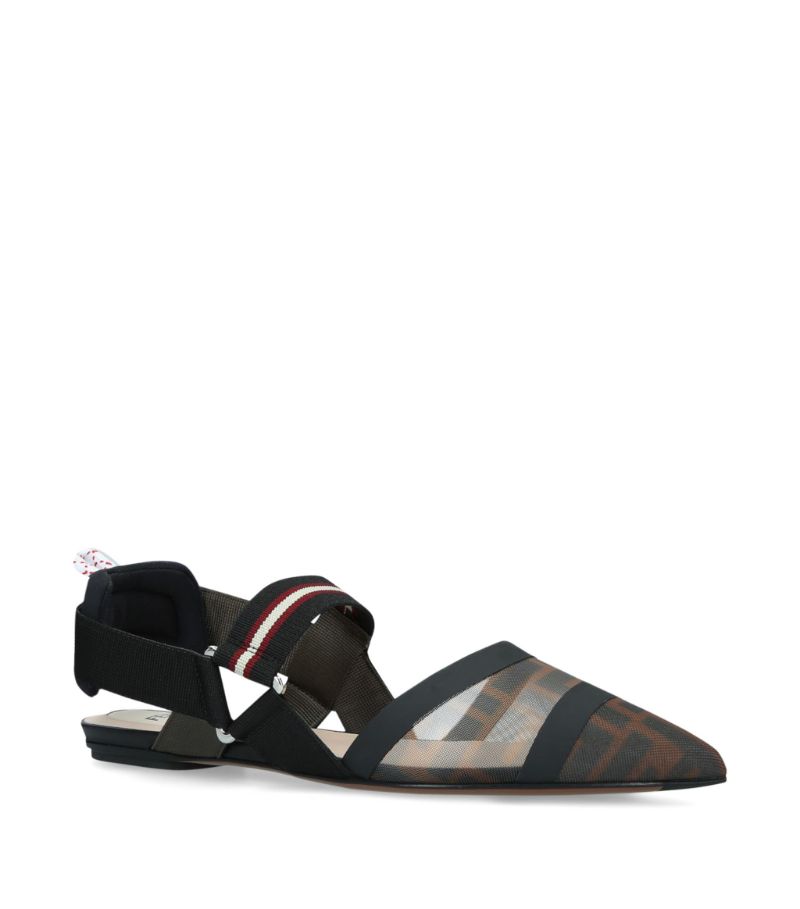 Combining a feminine shape with tough details, these quirky Fendi flats make a striking addition to 