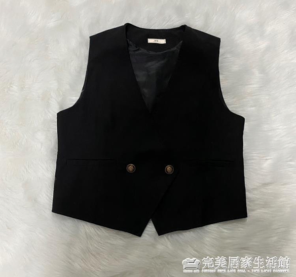 栗子蜜原創jk馬甲日系風格西裝背心外套女春秋黑色制服學院風馬甲 完美居家