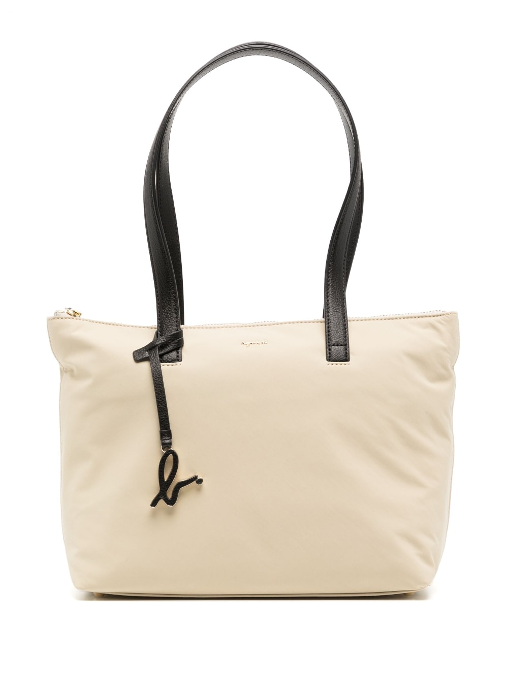 agnès b. - logo-charm tote bag - women - Nylon/Calf Leather - One Size - Neutrals