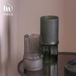 【好物良品】大款_竹節磨砂玻璃花瓶 花藝花器 插花裝飾品 桌面餐桌擺飾