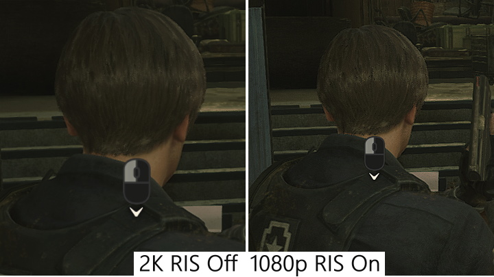 《惡靈古堡2重製版》中，頭髮經Radeon Image Sharpening銳化處理的效果依然不明顯。