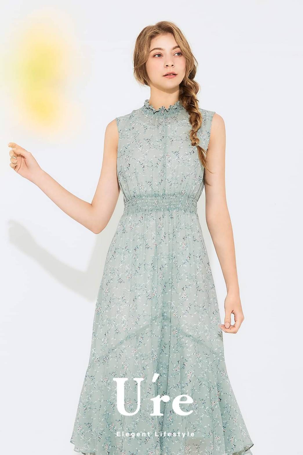 【U're】荷葉領連身無袖洋裝