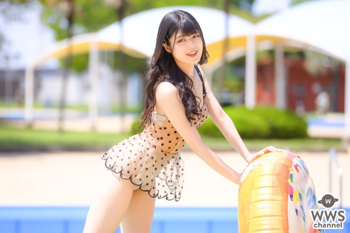 写真特集 8枚 イケてるハーツ 藤咲雫 ドット柄ビキニで魅せる透明美脚にうっとり 近代麻雀水着祭22 Wwsチャンネル