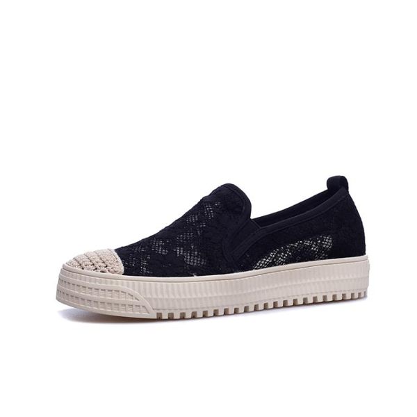 懶人漁夫鞋女平底夏季百搭蕾絲針織豆豆鞋樂福鞋