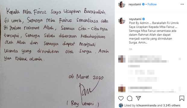 Fairuz A Rafiq Ulang Tahun Rey Utami Dan Pablo Benua Tulis Surat Ucapan Selamat Cumicumi Com Line Today